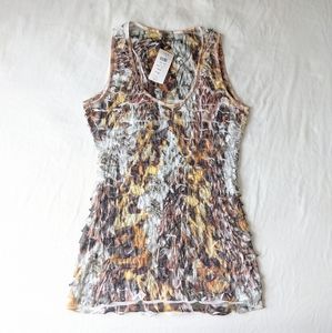 Cache Sleeveless Tiered Lettuce Hem Top New